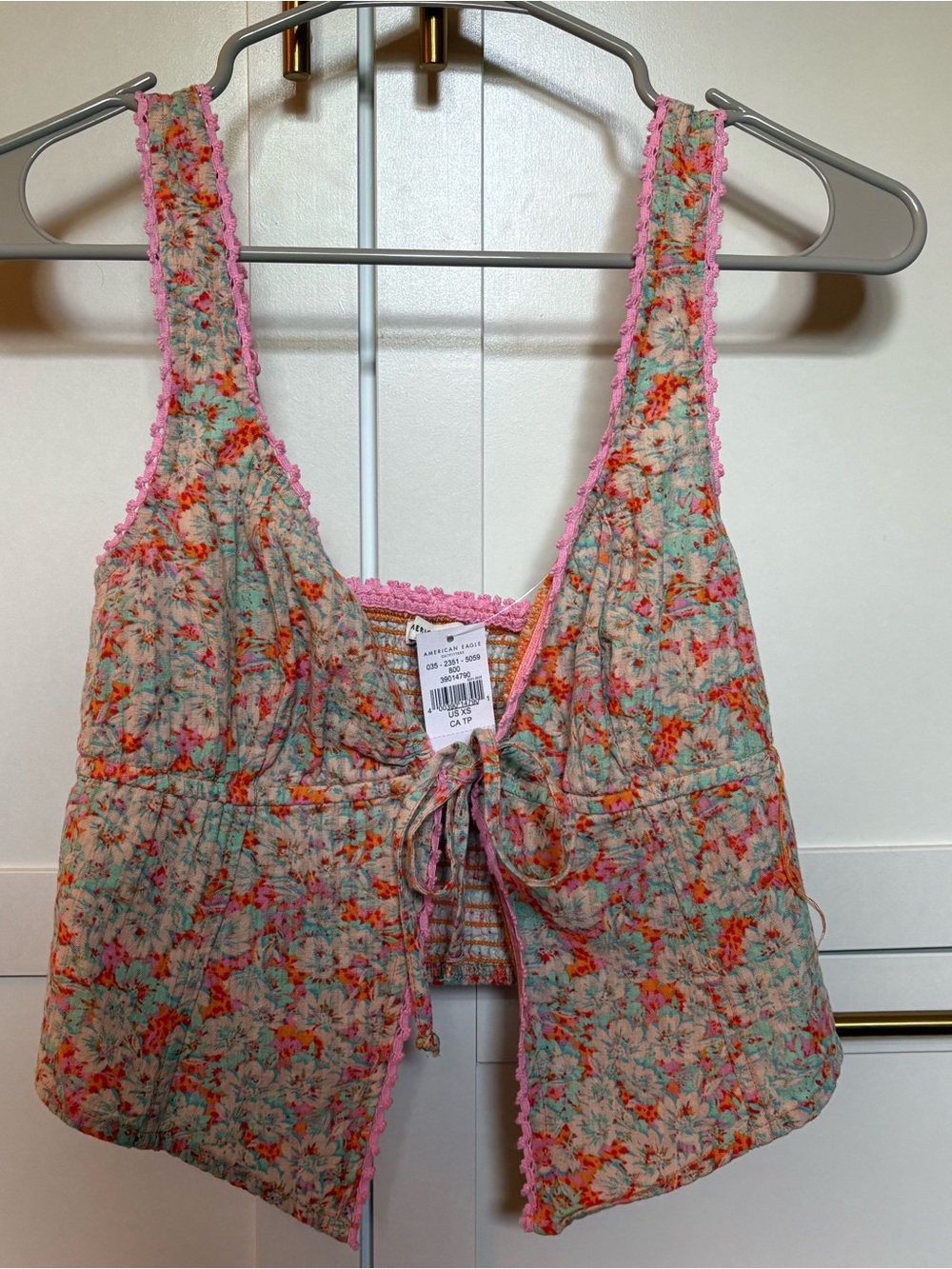 AE Floral Tie-Front Cropped Tank